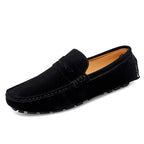 Soft Suede & Leather Slip-On Loafers-HighTouch