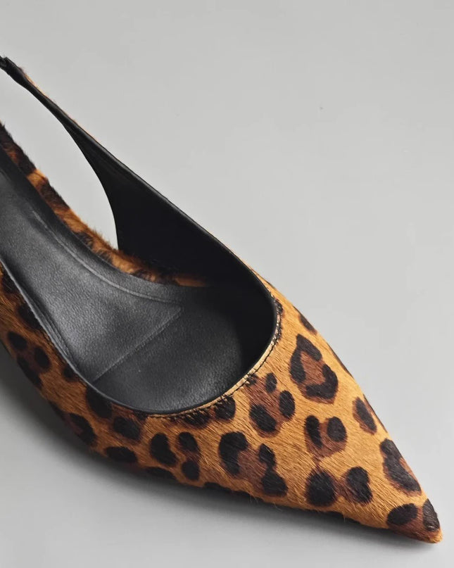 Women’s Horsehair Leopard Print Low Heel Sandals