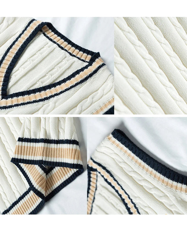 Thick Striped V-Neck Sweater Vest Unisex