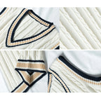 Thick Striped V-Neck Sweater Vest Unisex-HighTouch