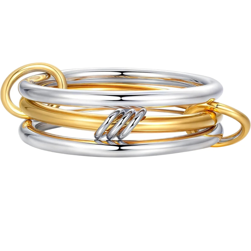 Two-Tone Hypoallergenic Copper Stackable Ring Set-HighTouch