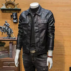 Korean-Style Slim PU Motorcycle Jacket for Men-HighTouch