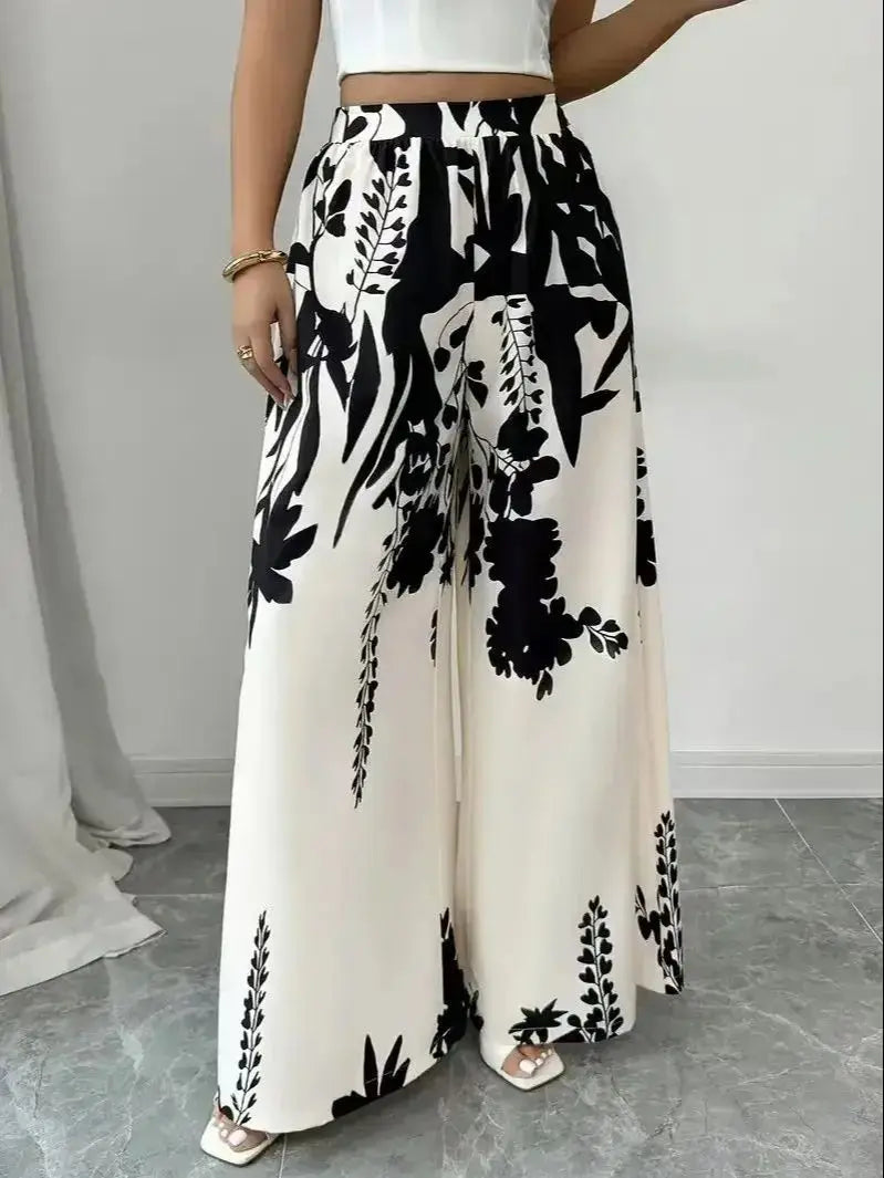 Women's Tropical Print Wide-Leg Pant