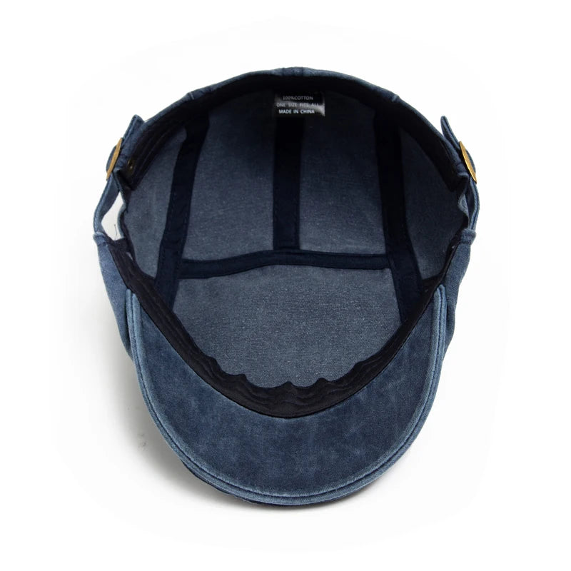 Vintage Cotton Beret / Flat Visor Cap – Unisex Adjustable Style-HighTouch
