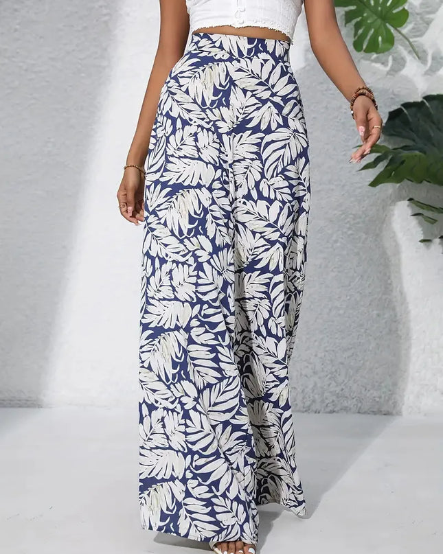 Qx Painted Mid-Rise Loose Chiffon Cropped Pants