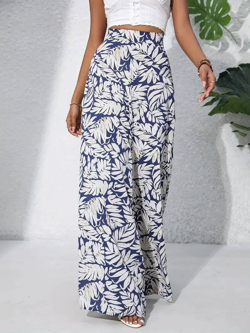 Qx Painted Mid-Rise Loose Chiffon Cropped Pants-HighTouch