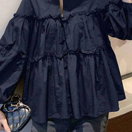 Zanzea Elegant Puff Sleeve Ruffle Blouse – Women’s Tunic Shirt