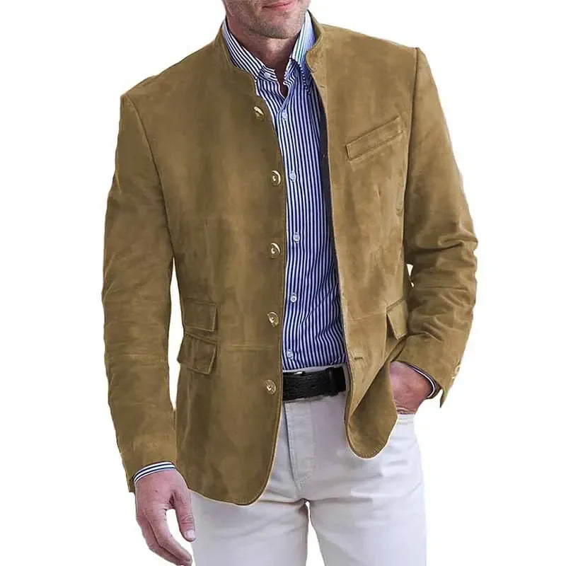Solid Colour Slim Suit Jacket Men-HighTouch