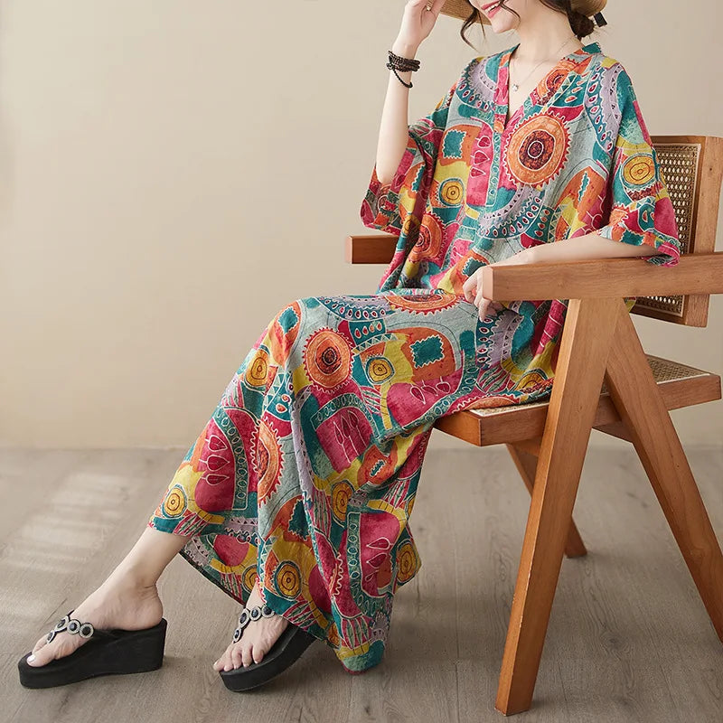 Bohemian Ethnic Summer Dress – Vintage Loose Streetwear-HighTouch