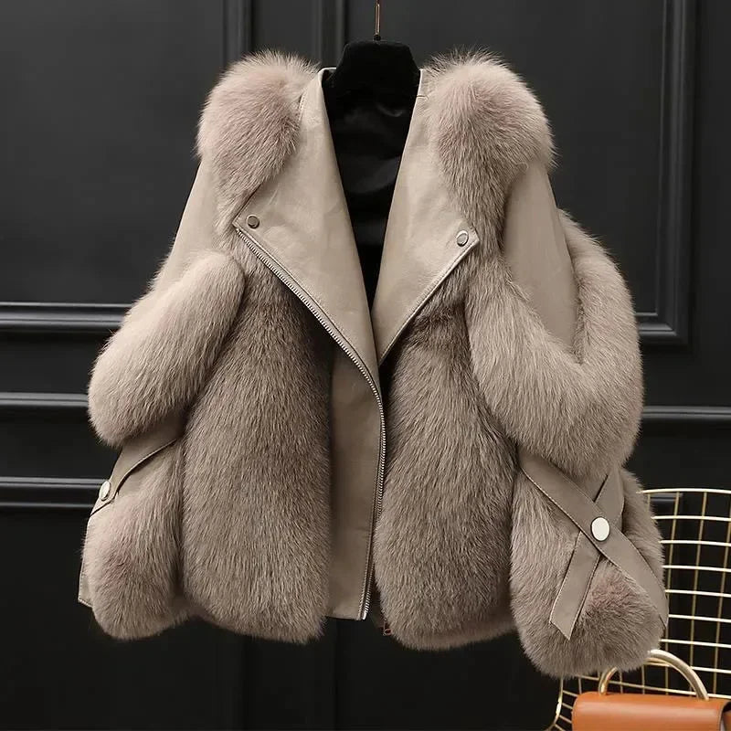 Luxury Faux Fox Fur Coat – Warm Jacket Cold-Resistant