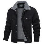 Men Corduroy Jacket Casual Vintage Button Up Coat-HighTouch