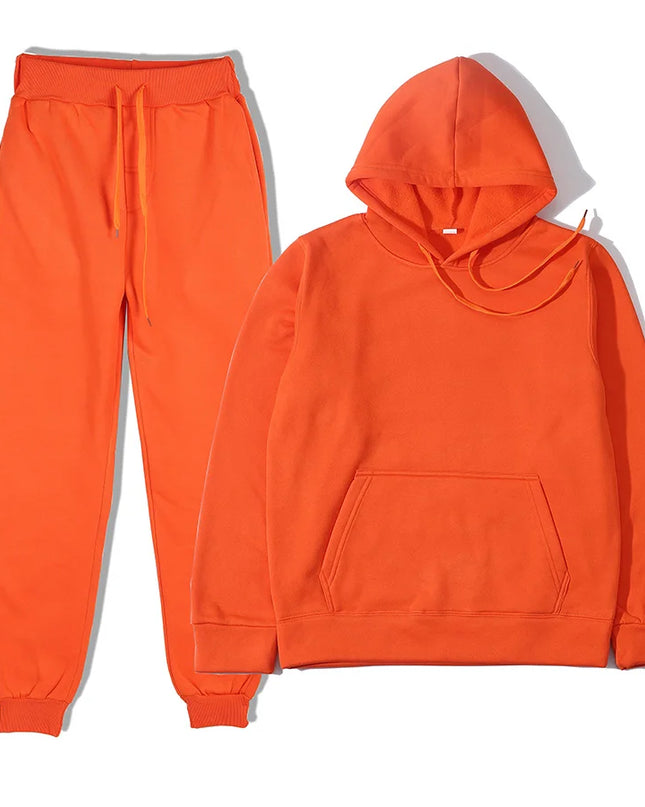 Men’s Solid Color Hoodie & Jogger Tracksuit Set