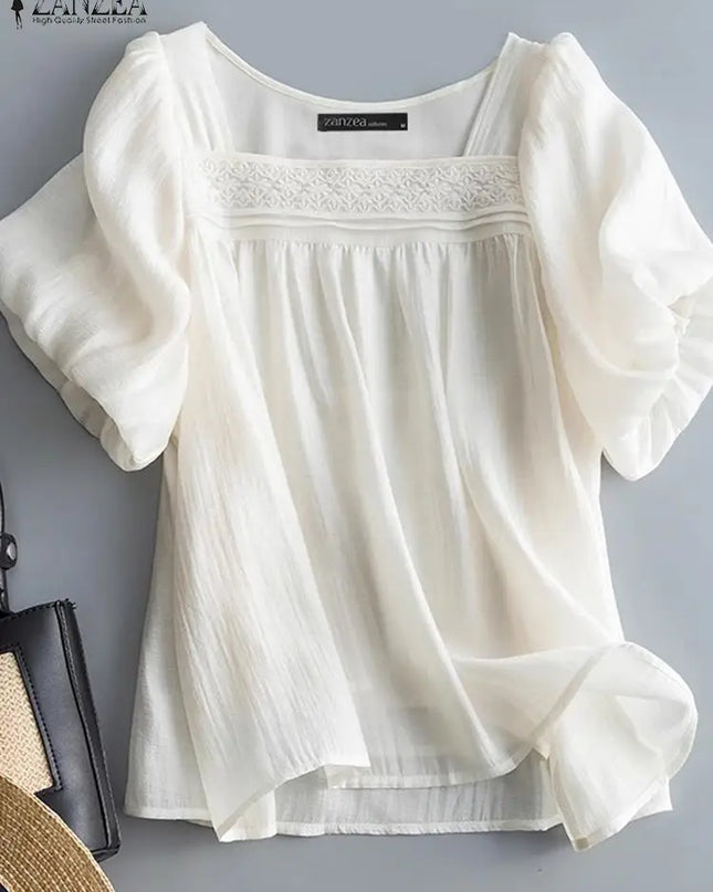 Square Neck Puff Sleeve Blouse