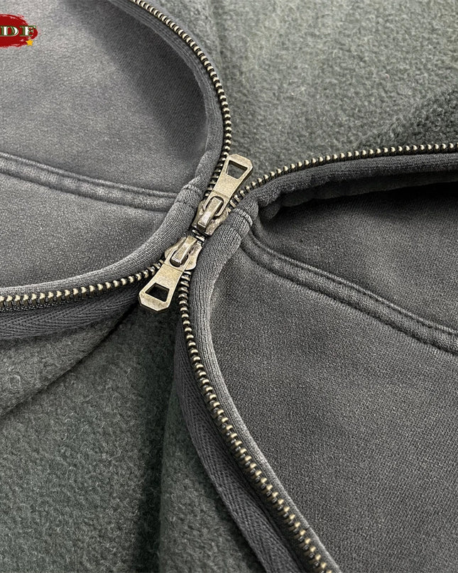 Unisex Heavy-Fleece Zip Hoodie 370 GSM | Retro Batik Wash