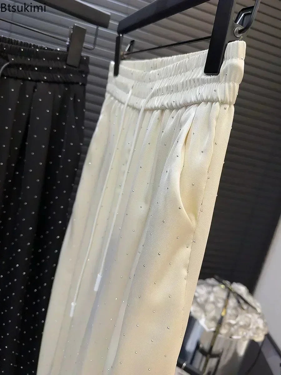 uxury High-Waist Rhinestone Wide-Leg Pants – Elegant Casual 2025-HighTouch
