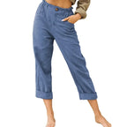 Spring Cotton-Linen Women’s Loose Button Pockets Pants – Elegant & Breathable-HighTouch