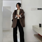 Vintage Loose Double‑Breasted Women’s Blazer – Autumn Chic Suit Jacket-HighTouch