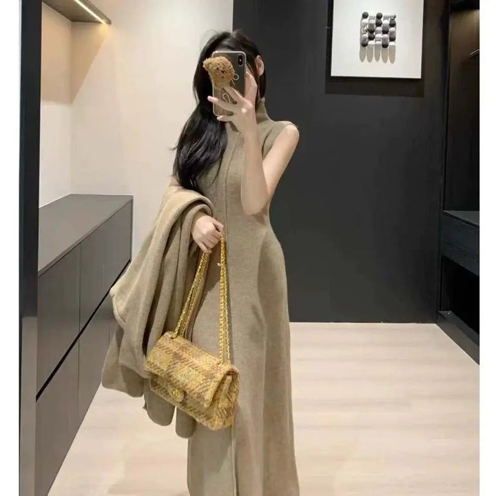 Women’s Knit Dress & Long Cardigan Set-HighTouch