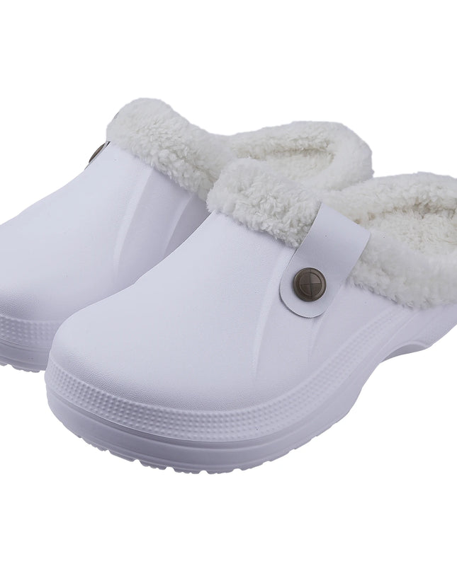 Fuzzy EVA Clogs Unisex – Waterproof Warm Plush Winter House & Garden Slippers
