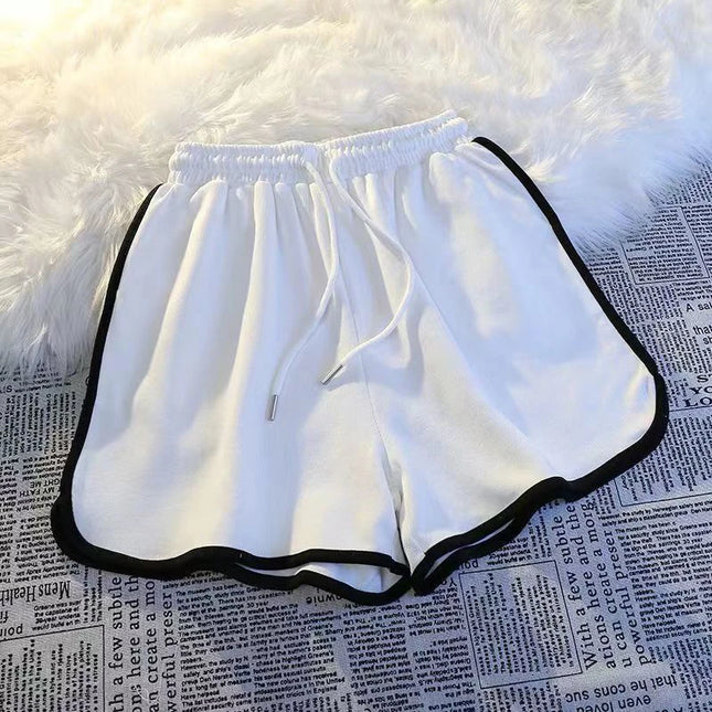 Korean-Style Striped Wide-Leg Sports Shorts – Loose for Summer