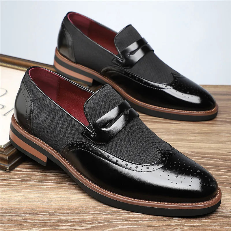 Men's Wingtip Leather Hybrid Loafers | Casual Dress Slip-On Shoes