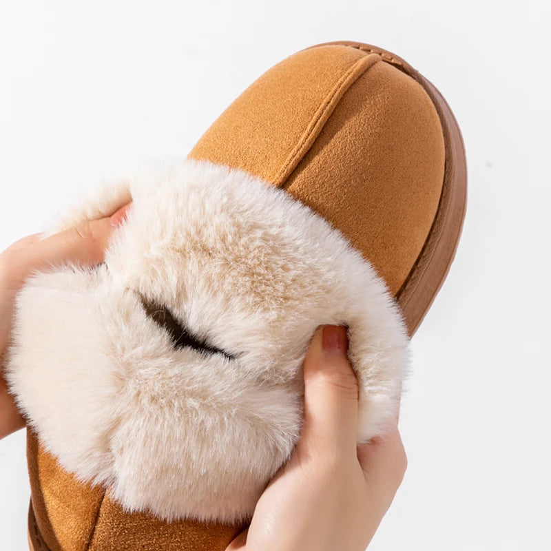 Faux-Fur Plush Slipper Boots Women – Warm Snow-Boot Home Indoor Anti-Slip