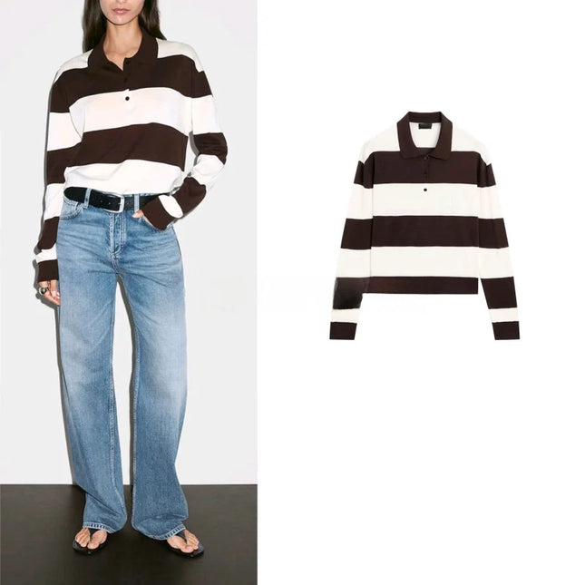 Soft Striped Cotton Knit Sweater – Long Sleeve Spring Preppy Style