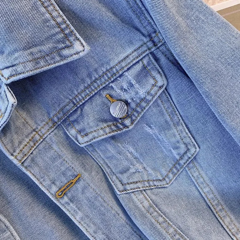 Denim Jacket For Women - Spring Autumn Korean Vintage Jean Coats.-HighTouch