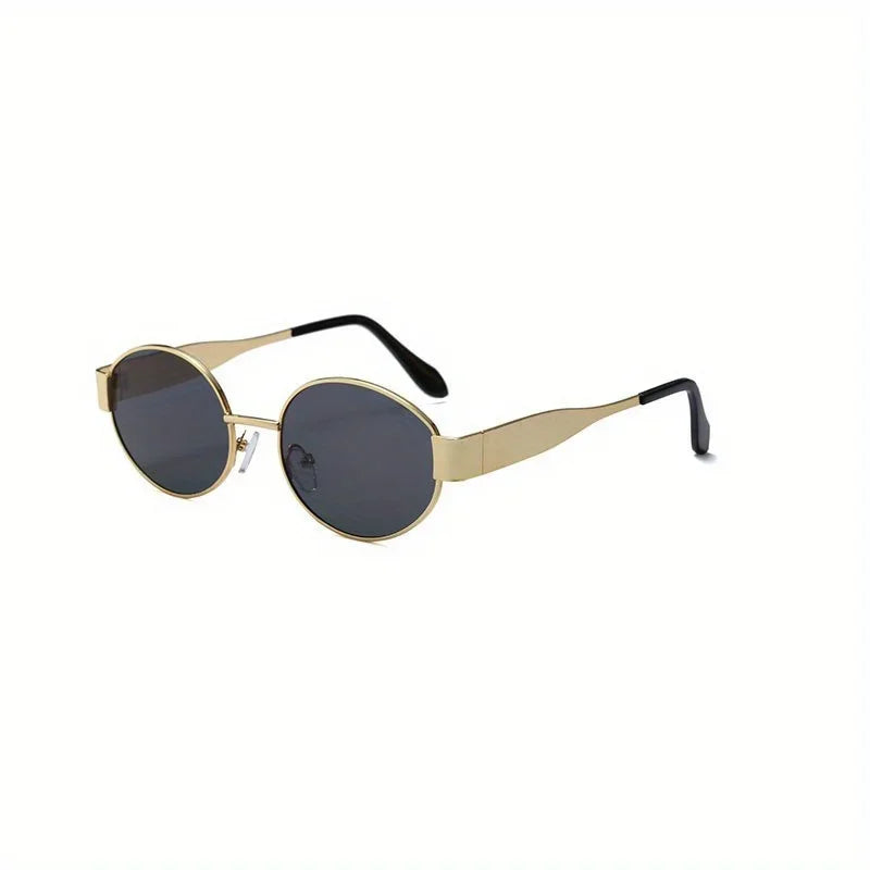 Retro Oval Metal-Frame Sunglasses