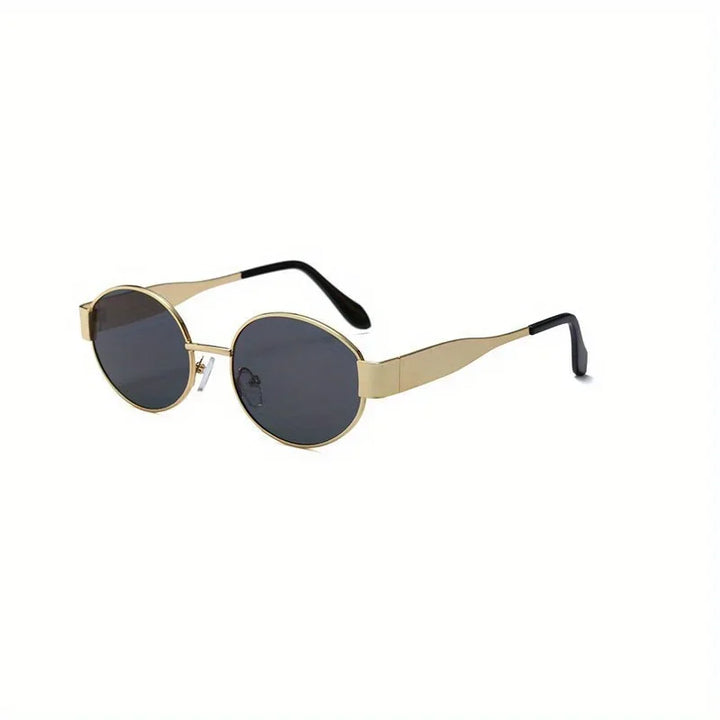 Retro Oval Metal-Frame Sunglasses-HighTouch