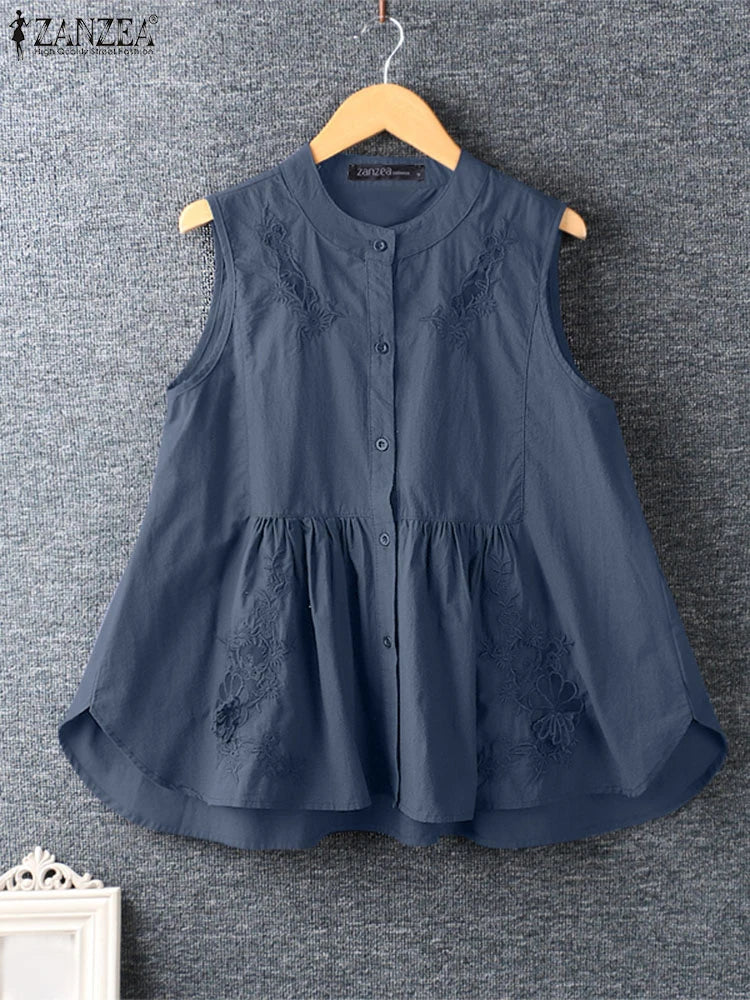 Geborduurde Mouwloze Top – Bohemien, Luchtig & Stijlvol