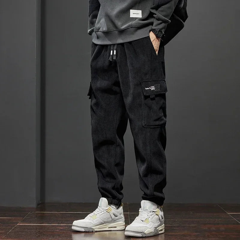 Men’s Elastic Waist Straight-Leg Casual Trousers-HighTouch