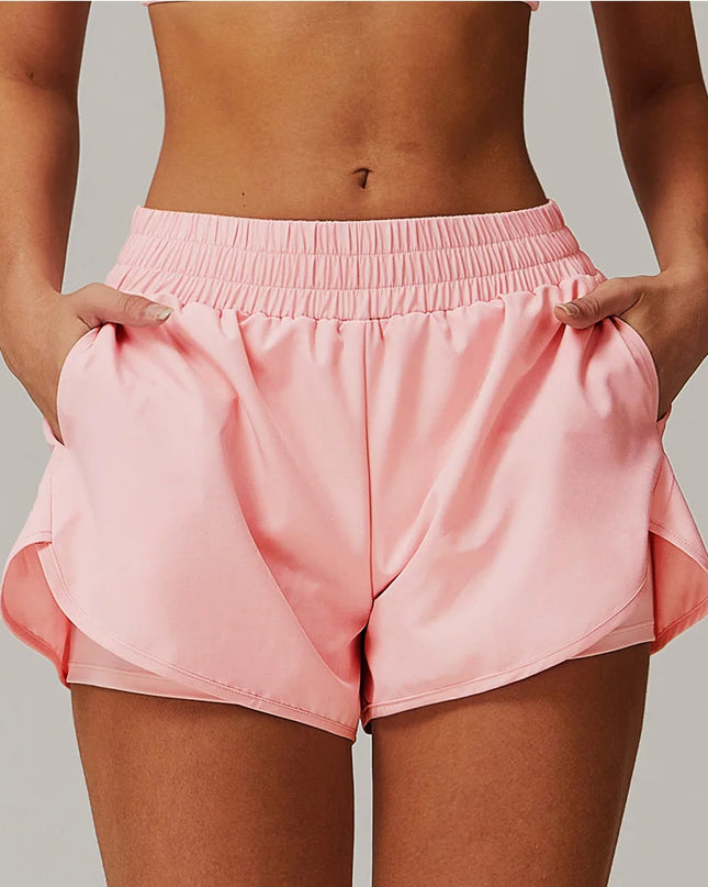 Women's Dual-Layer High-Waist Pocket Yoga Shorts