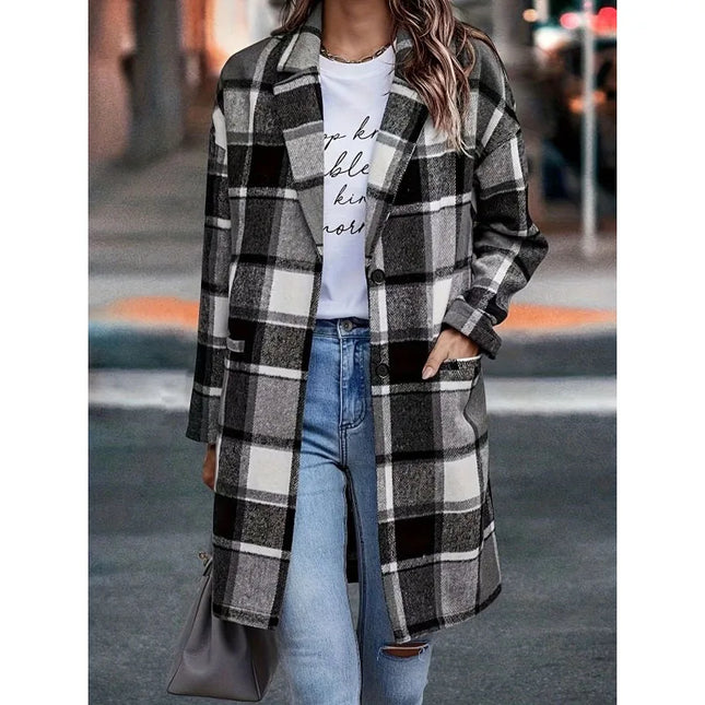 Plaid Wool Coat for Women