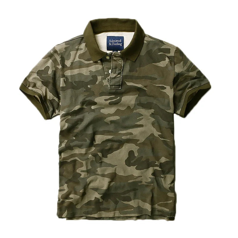 Breathable Camo Polo Tee – Summer Short-Sleeve Casual Men’s-HighTouch
