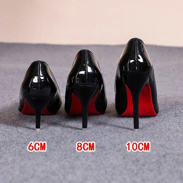 Elegant Red Leather Pumps – women’s High Heels
