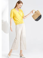 Summer Ice‑Silk Ankle‑Length Wide‑Leg Pants – Lightweight & Relaxed Fit-HighTouch