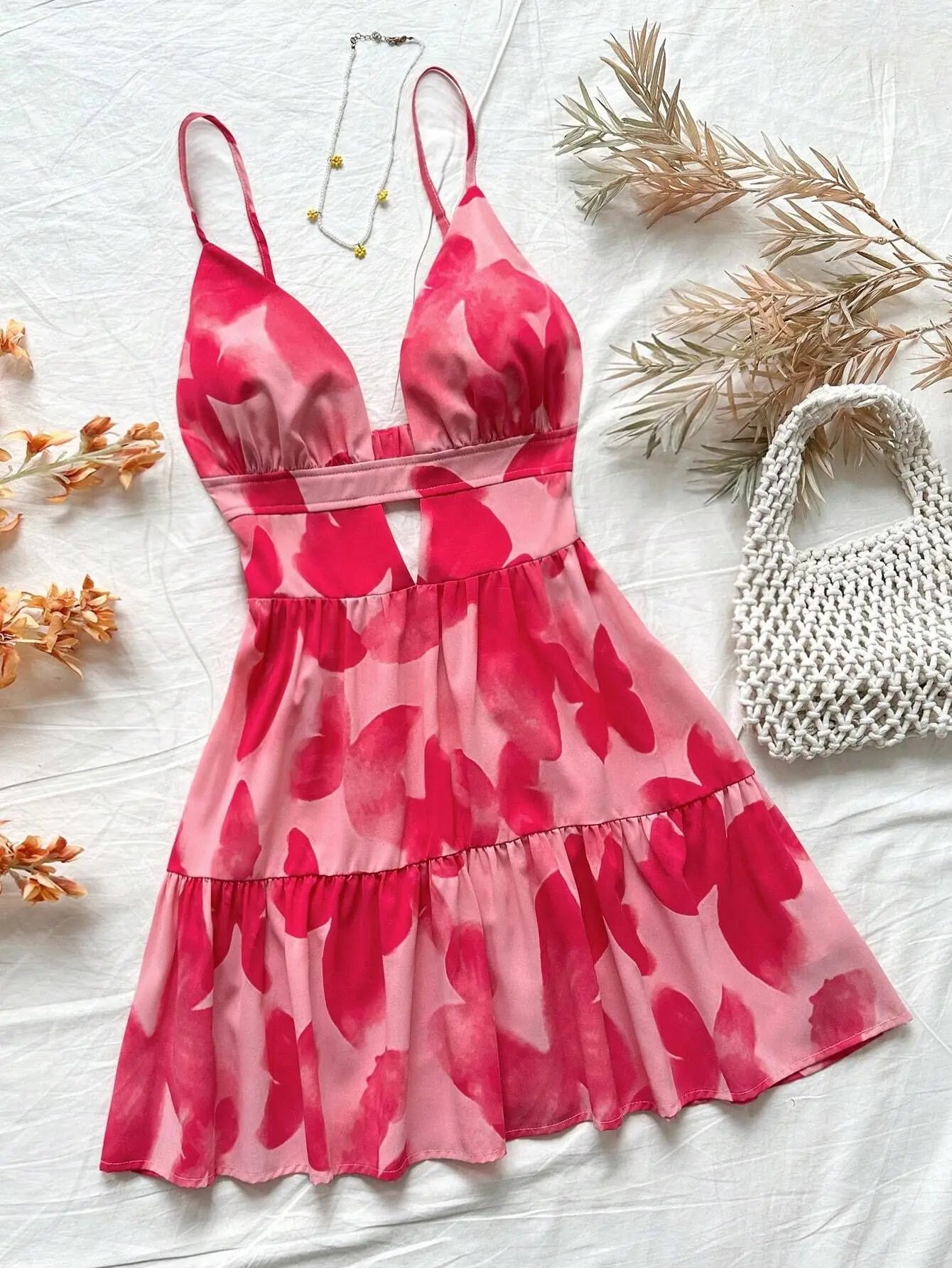 Leopard Print Backless Camisole Mini Dress – 4‑Color Summer Style