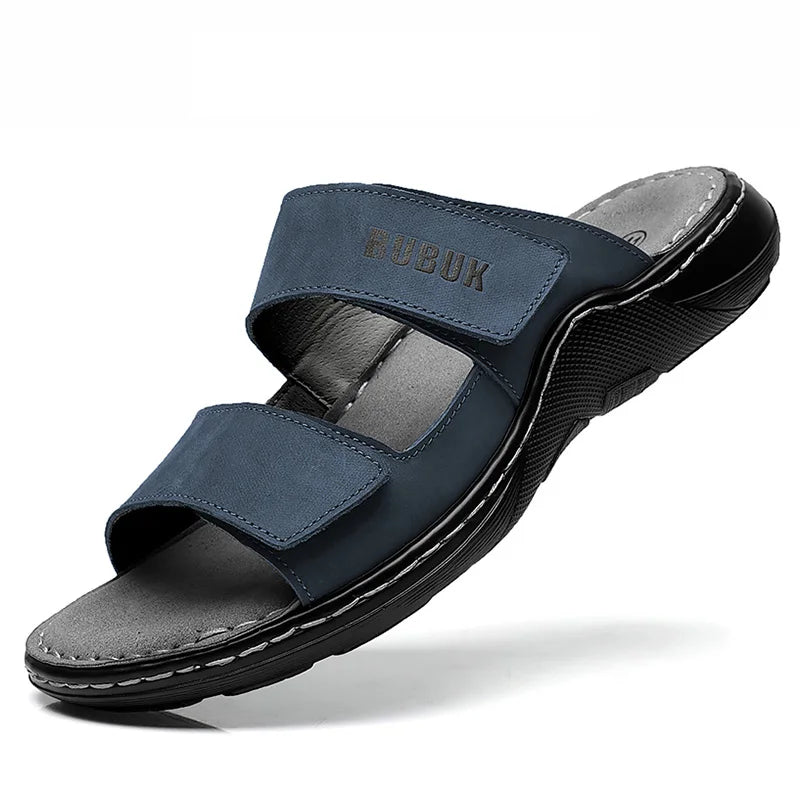 Genuine Cowhide Men’s Non-Slip Beach & Outdoor Slippers