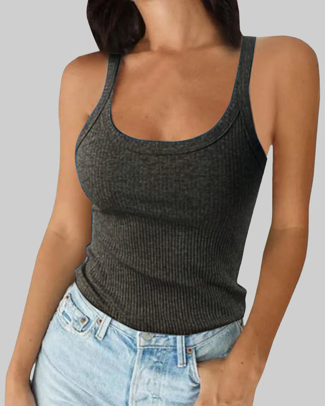 Women's Retro Round-Neck Spandex Top – Versatile Inner & Outerwear T-Shirt