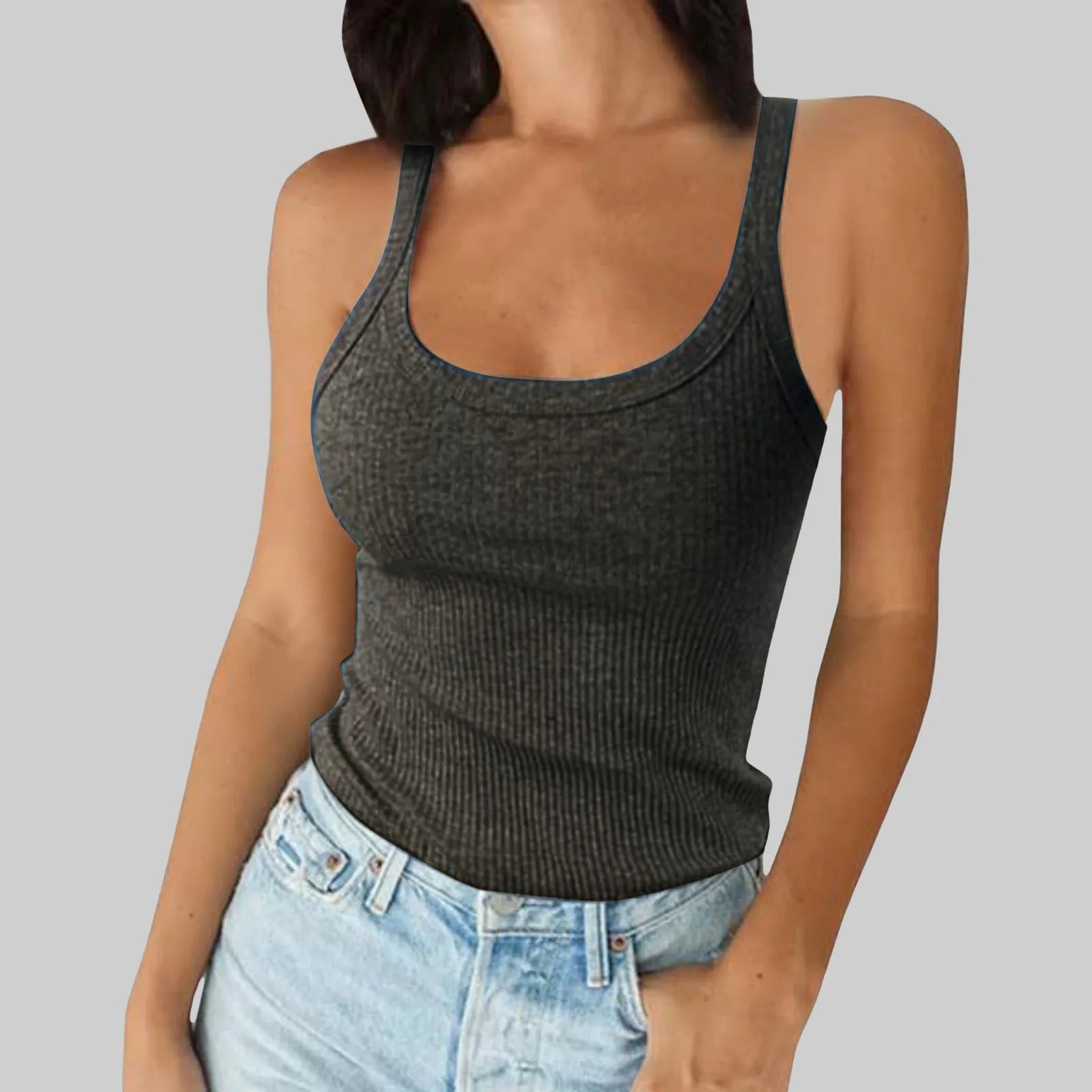 Women's Retro Round-Neck Spandex Top – Versatile Inner & Outerwear T-Shirt