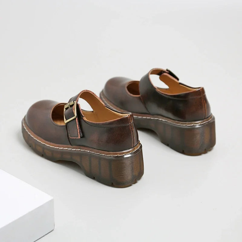 Vintage Buckle Mary Janes Women Loafers-HighTouch