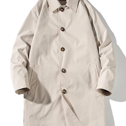 Oversized Monochrome Long Windbreaker Men's Jacket