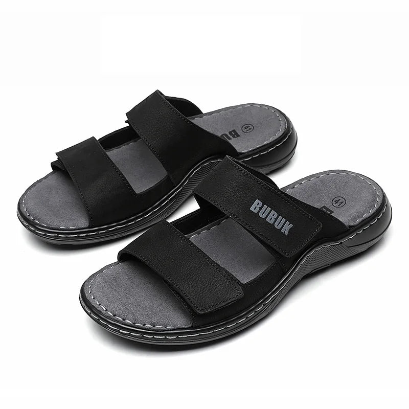 Genuine Cowhide Men’s Non-Slip Beach & Outdoor Slippers