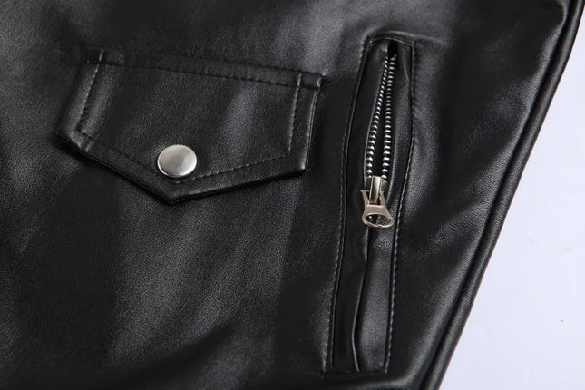 Men’s Slim-Fit PU Leather Motorcycle Jacket