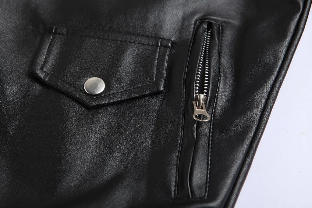 Men’s Slim-Fit PU Leather Motorcycle Jacket-HighTouch