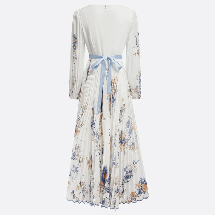 Bohemian Summer Beach Dress – Sleeveless Floral Print V-Neck Flowy Maxi Dress for Women-HighTouch