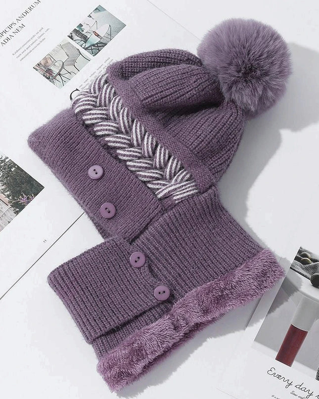 Plush Fur-Lined Pompom Hat