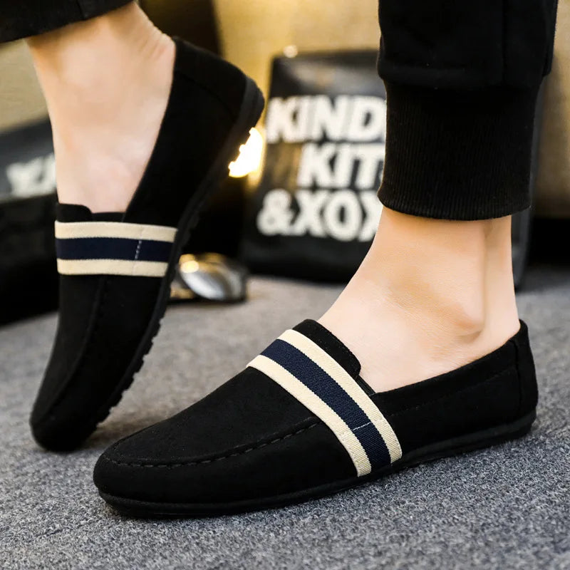 Men’s Black & Blue Slip-On Loafers-HighTouch
