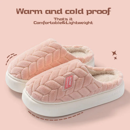 Cotton Plush Women’s Indoor Slippers – Anti-Slip Soft-Bottom Warm Winter Home Footwear